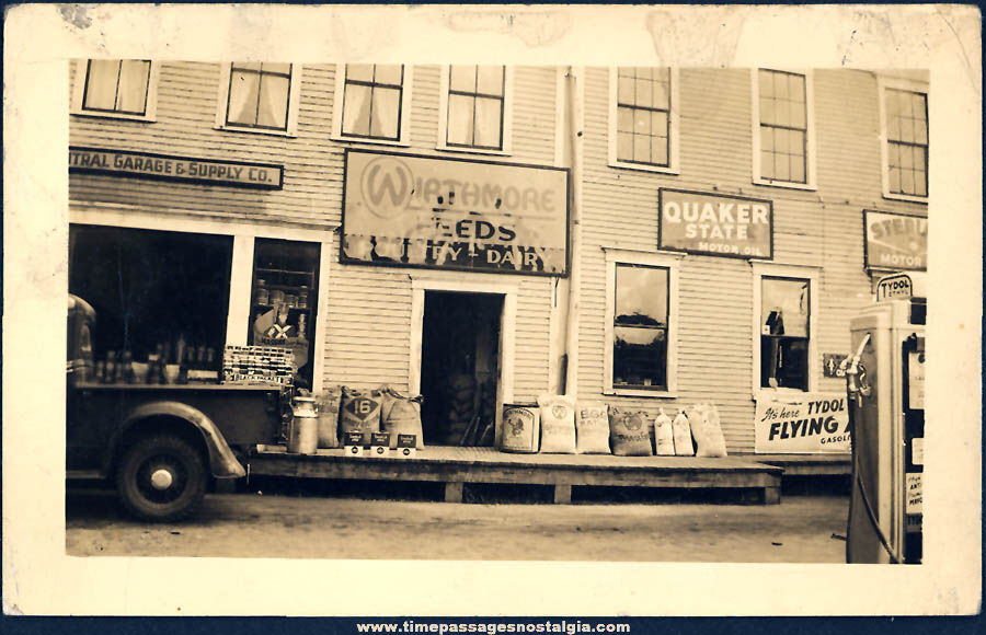 (2) different 1940s Central Garage & Supply Company Store and Gas Station Photographs