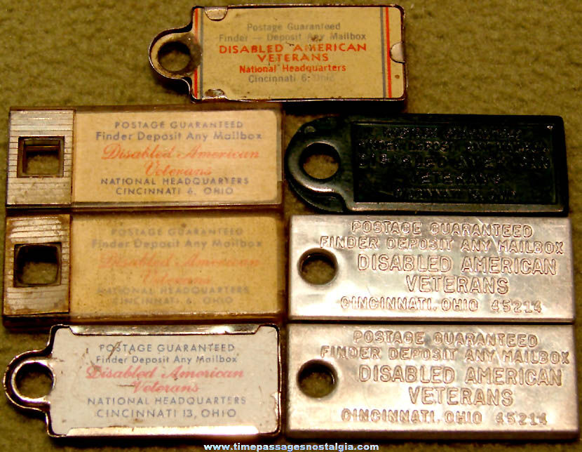 (7) Old Massachusetts Disabled American Veterans License Plate Key Chain Charms