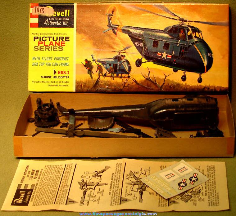 Boxed ©1956, 1960 Revell Picture Plane Series HRS-1 Marine Helicopter Model Kit