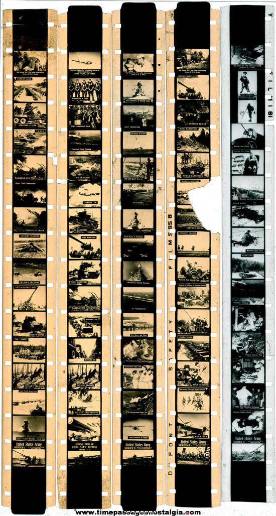 (5) Boxed U.S. Navy & U.S. Army World War II Action Acme Film Strips