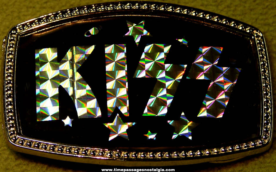 Colorful Unused 1970s KISS Rock Music Band Metal Prism Belt Buckle