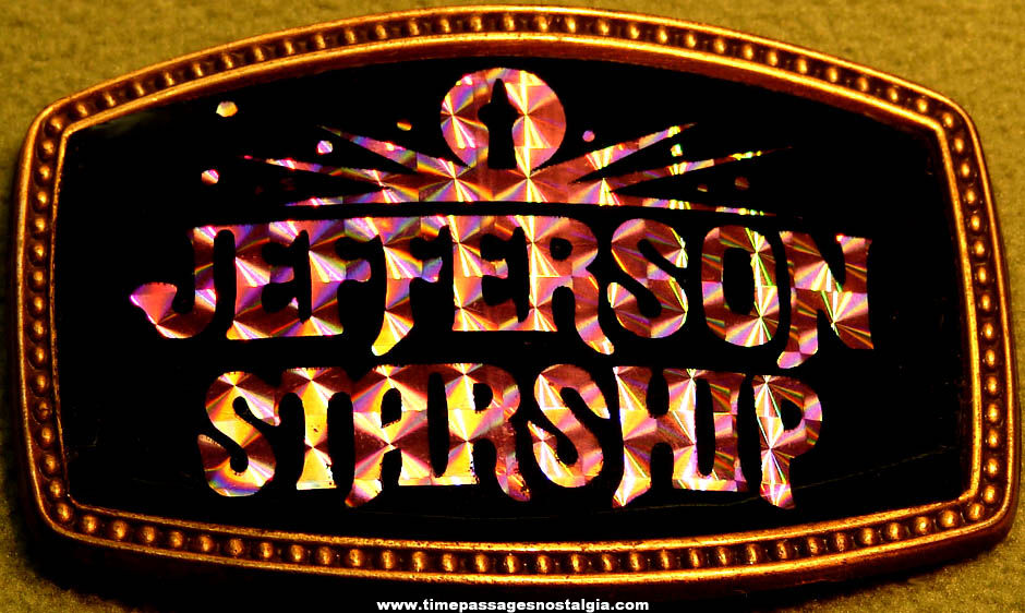Colorful Unused 1970s Jefferson Starship Rock Music Band Metal Prism Belt Buckle