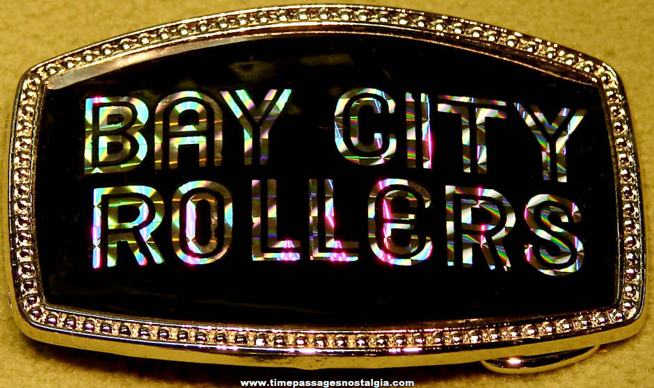 Colorful Unused 1970s Bay City Rollers Pop Rock Music Band Metal Prism Belt Buckle