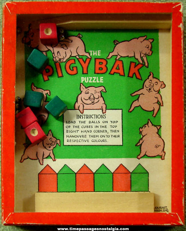 Old Robert Journet & Company Pigybak Dexterity Puzzle Game