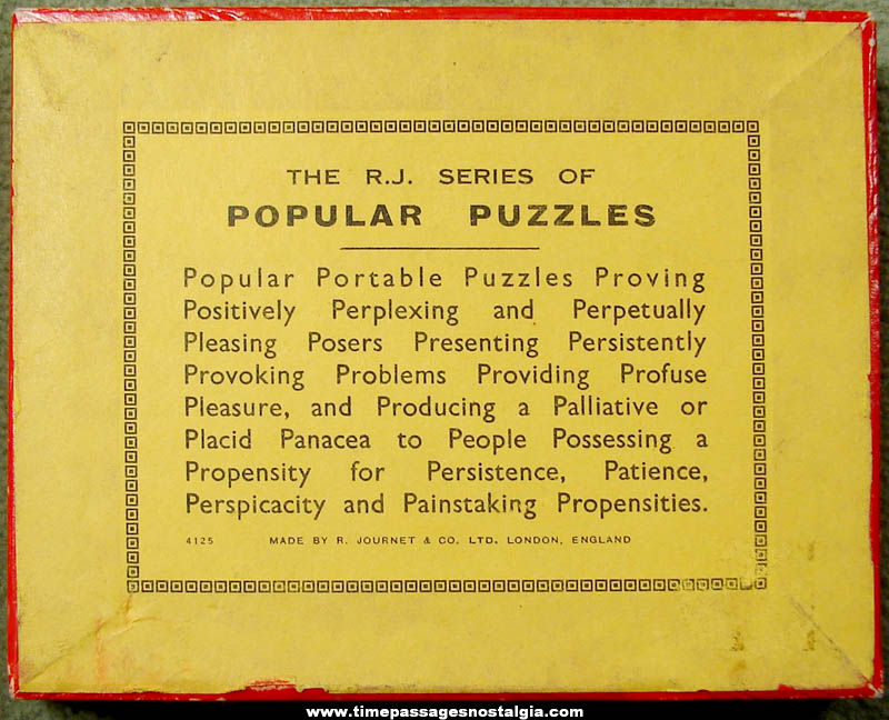 Old Robert Journet & Company Pigybak Dexterity Puzzle Game