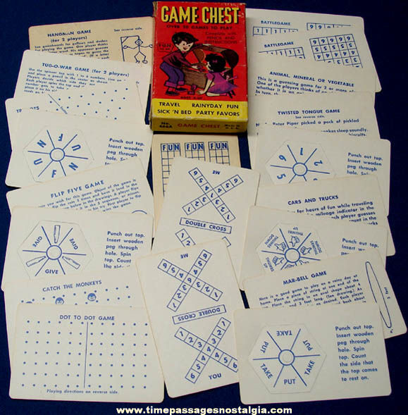 Old Boxed Set of (20) Built Rite Toy Game Chest Activity Game & Puzzle Cards