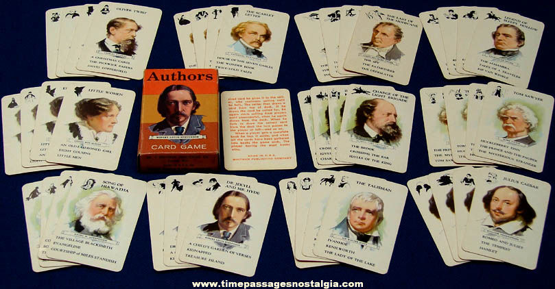 Colorful Old Unused & Boxed Whitman Authors Miniature Card Game