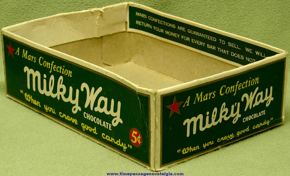 Old Mars Milky Way 5 Cent Chocolate Candy Bar Store Display Shelf Advertising Box