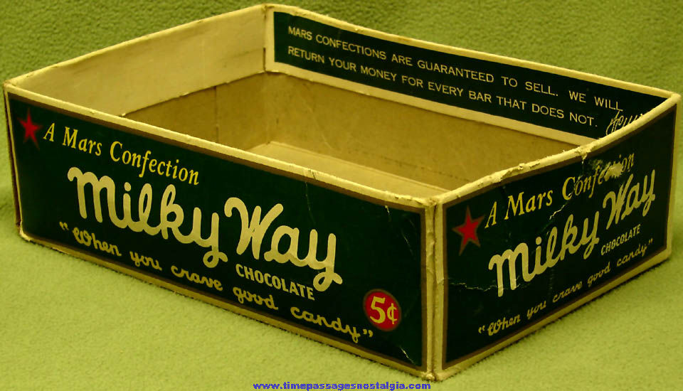 Old Mars Milky Way 5 Cent Chocolate Candy Bar Store Display Shelf Advertising Box