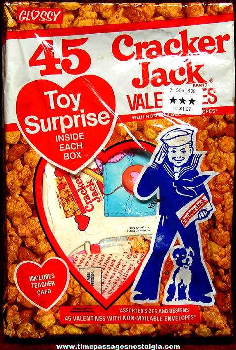 Old Unopened Package of (45) Cracker Jack Advertising Valentine Greeting Cards With Prize