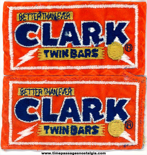 (2) Colorful Old Clark Candy Bar Advertising Embroidered Cloth Patches