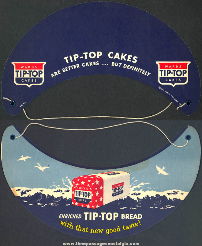 Unused ©1955 Wards Tip Top Bread & Cakes Advertising Premium Sun Visor