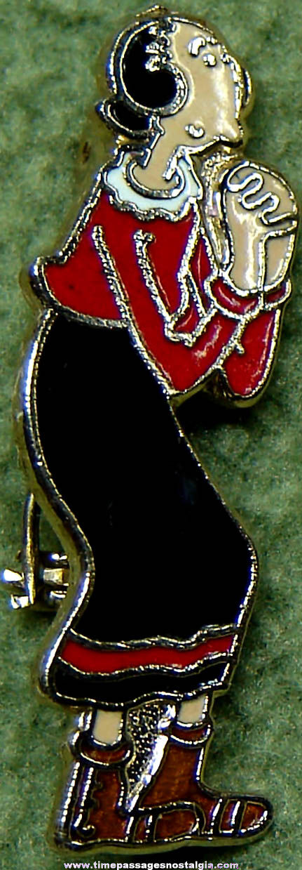 Old Enameled Popeye’s Olive Oyl Cartoon Character King Features Syndicate Pin