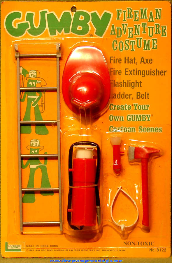 Unopened 1965 Gumby Claymation Character Fireman Adventure Costume Kit