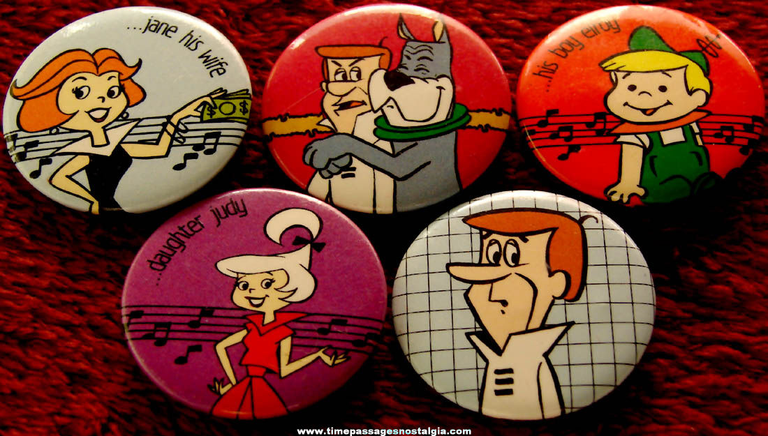 (5) Different ©1983 Hanna Barbera Jetsons Cartoon Character Pin Back Buttons