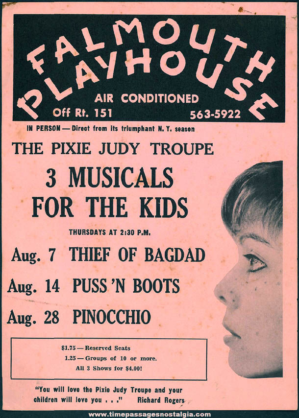 Old Pixie Judy Troupe Falmouth Playhouse Children’s Theatre Advertising Playbill