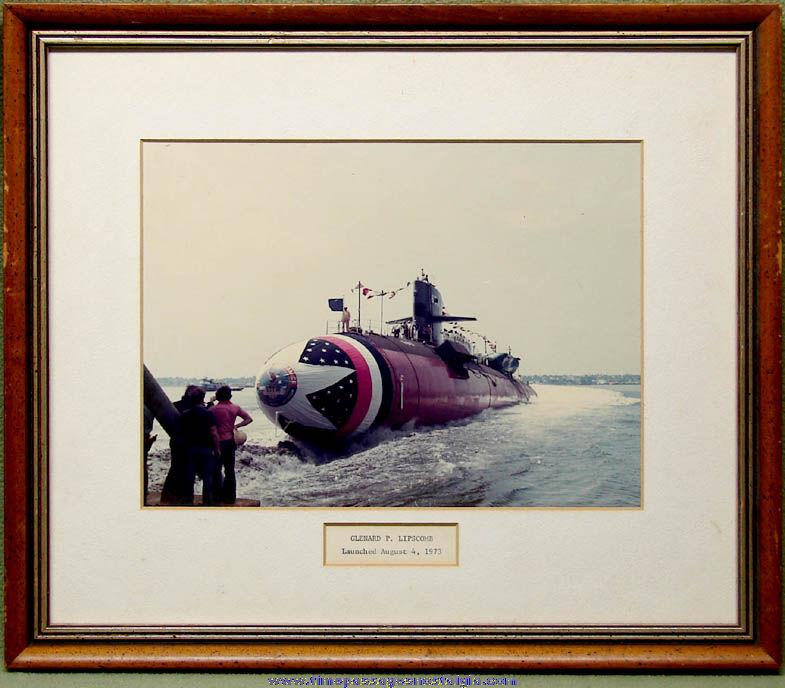United States Navy Submarine U.S.S. Glenard P. Lipscomb SSN-685 Framed Launching Photograph