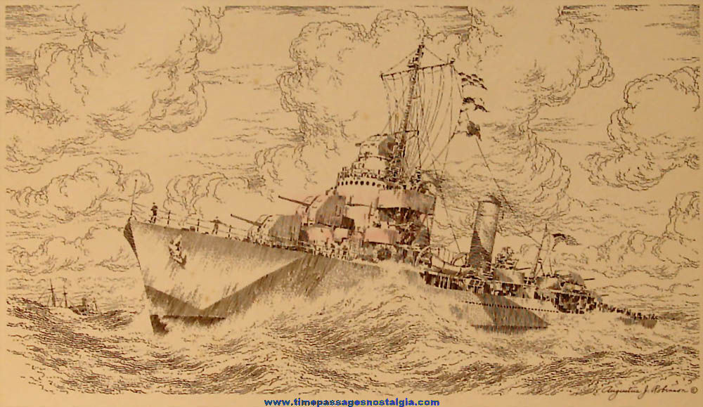 Old United States Navy Destroyer Ship Augustus Robinson Art Print