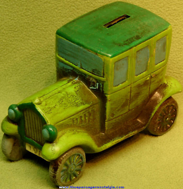 1968 Dakin & Company Santa Monica California Antique Automobile Painted Plaster Coin Bank