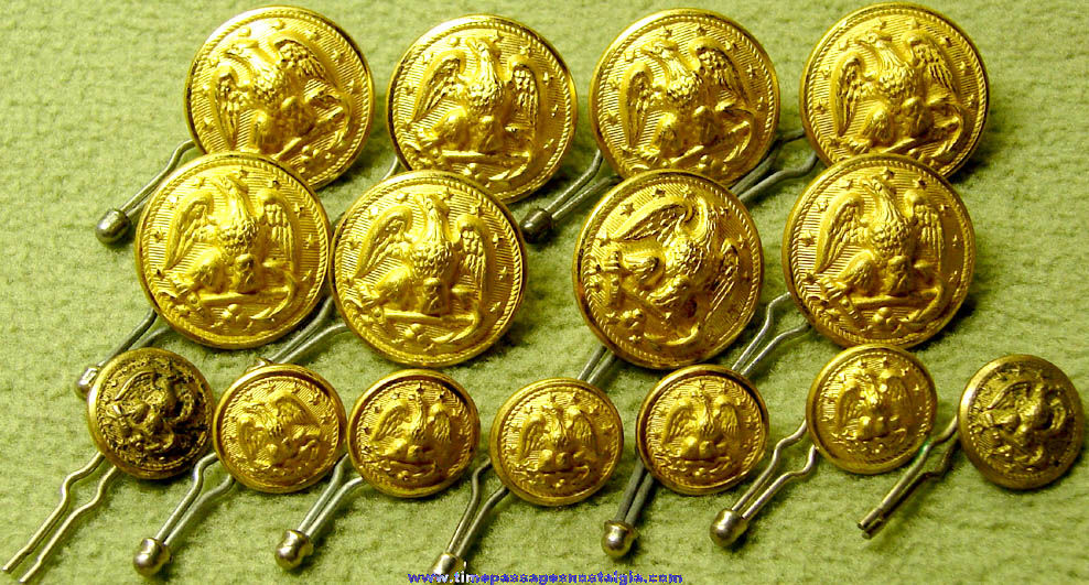 (15) Old United States Navy Sailor Brass Metal Uniform or Peacoat Buttons