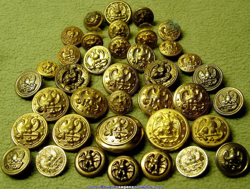 (38) Mixed Old United States Navy Sailor Brass Metal Uniform or Peacoat Buttons