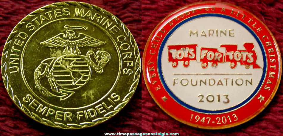 2013 United States Marine Corps Toys For Tots Advertising Token Coin