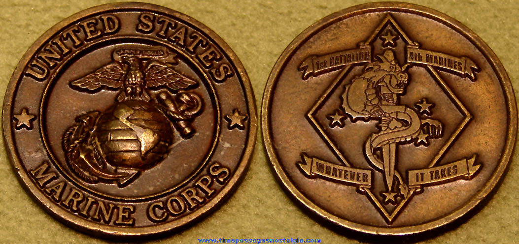 United States Marine Corps 1st Battalion 4th Marines Advertising Medal Coin