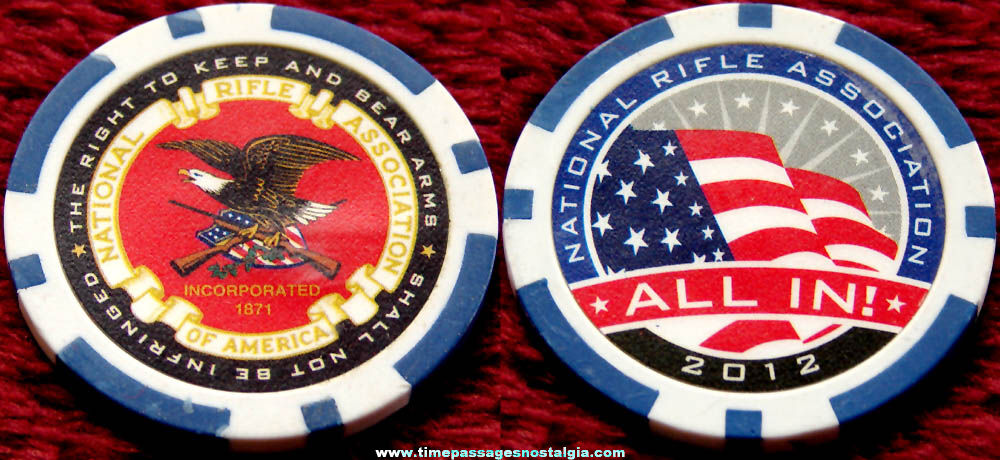 2012 National Rifle Association of America All In Poker Chip Token Coin