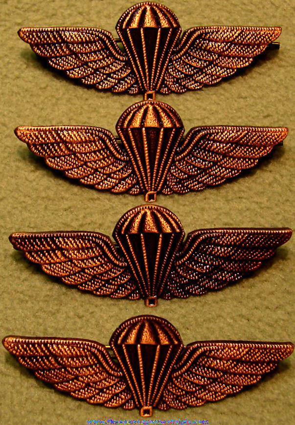 (4) Matching Military Paratrooper Wings Metal Pins