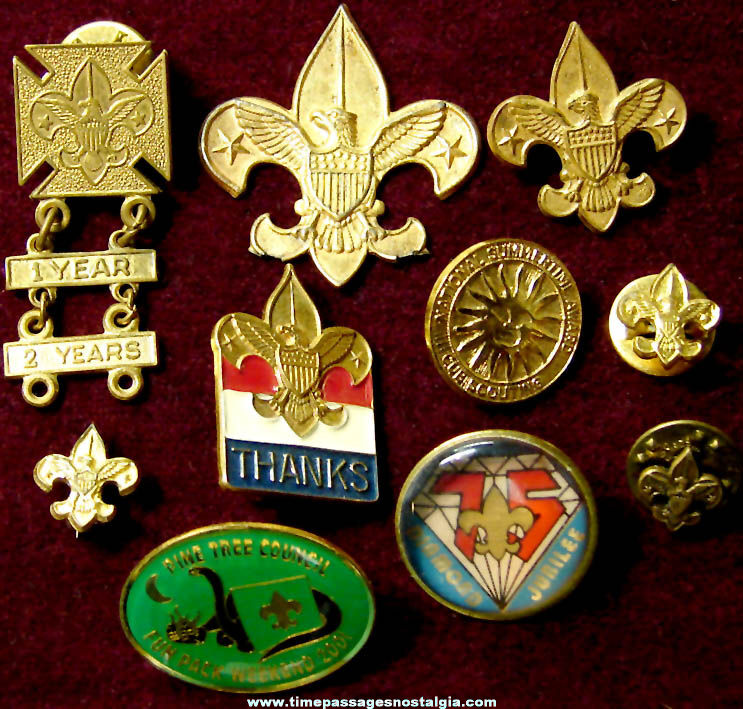 (10) Old Cub Scout and Boy Scout Uniform Pins