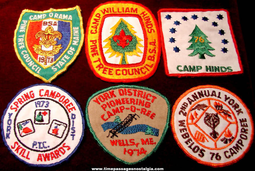(6) Different Old Maine Boy Scout Embroidered Cloth Patches