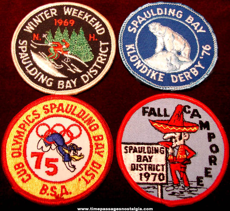 (4) Different Old Spaulding Bay District Boy Scout Embroidered Cloth Patches
