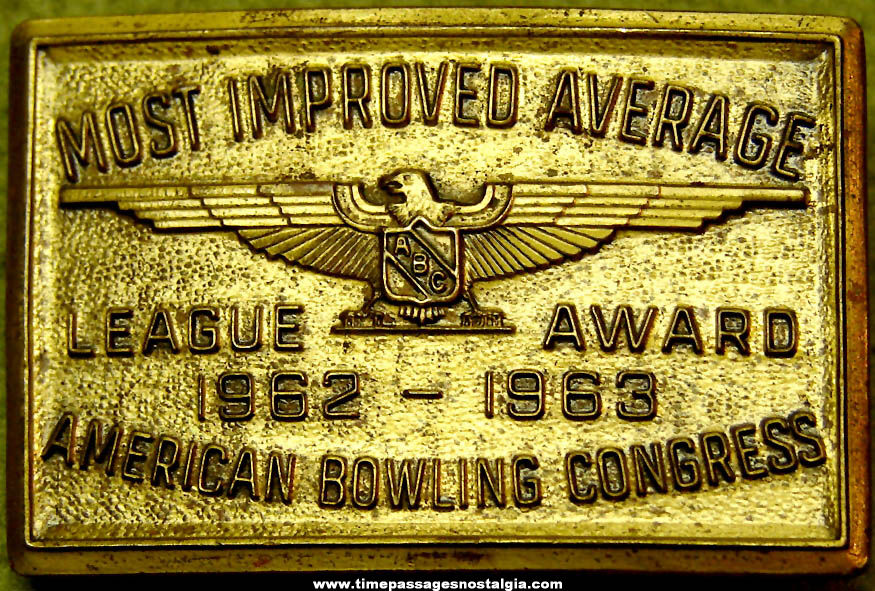 1962 - 1963 American Bowling Congress Most Improved Average Award Belt Buckle
