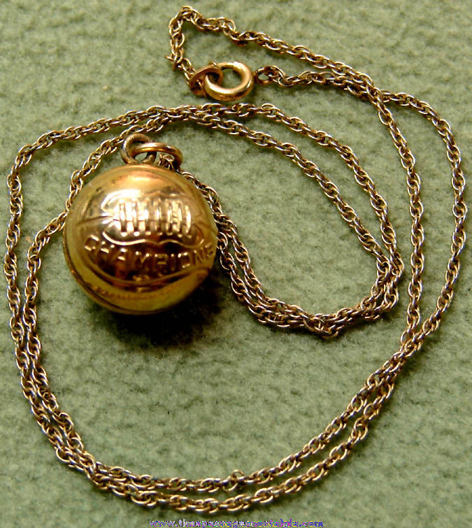 1947 - 1948 Gold Soccer Ball Sports Award Necklace Charm or Pendant with Chain