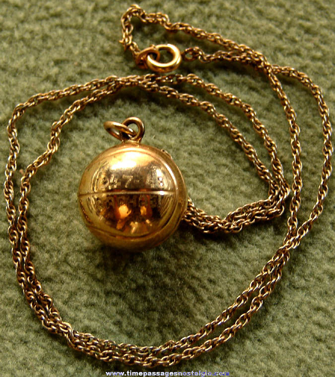1947 - 1948 Gold Soccer Ball Sports Award Necklace Charm or Pendant with Chain