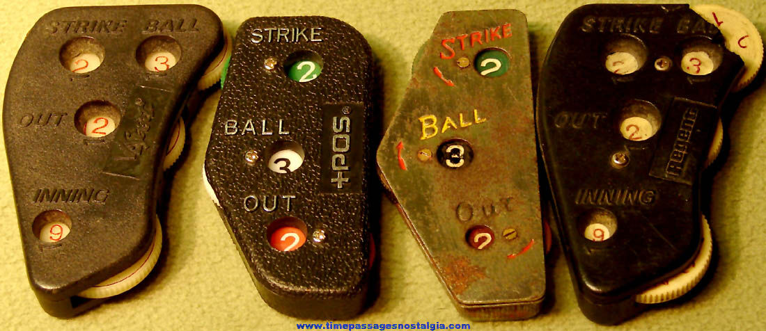 (4) Old Baseball or Softball Umpire Strike Ball & Out Counters