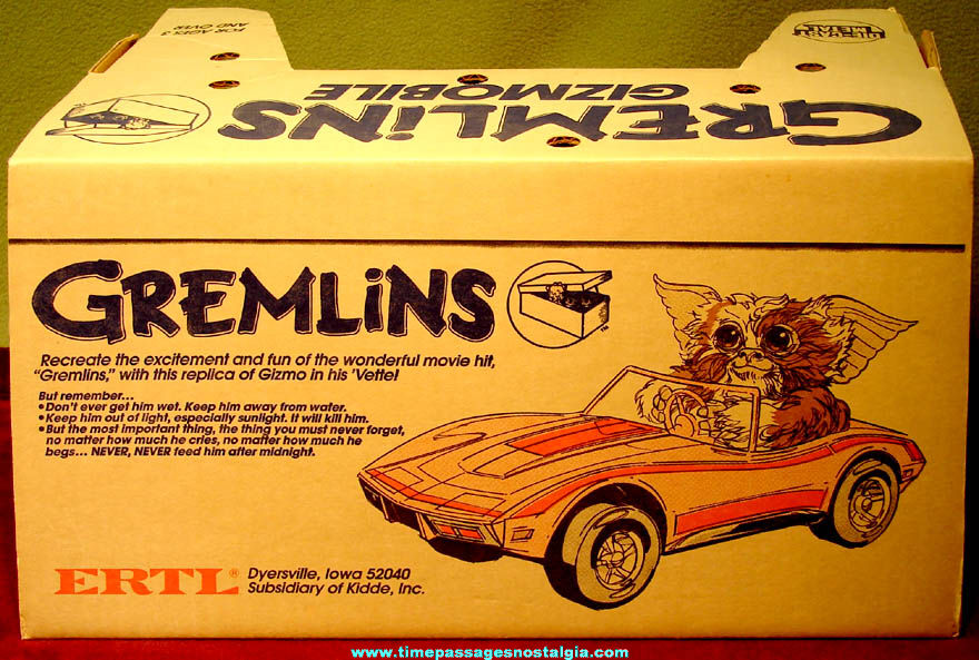 Large Boxed 1984 Ertl Gremlins Gizmo Character Gizmobile Toy Car