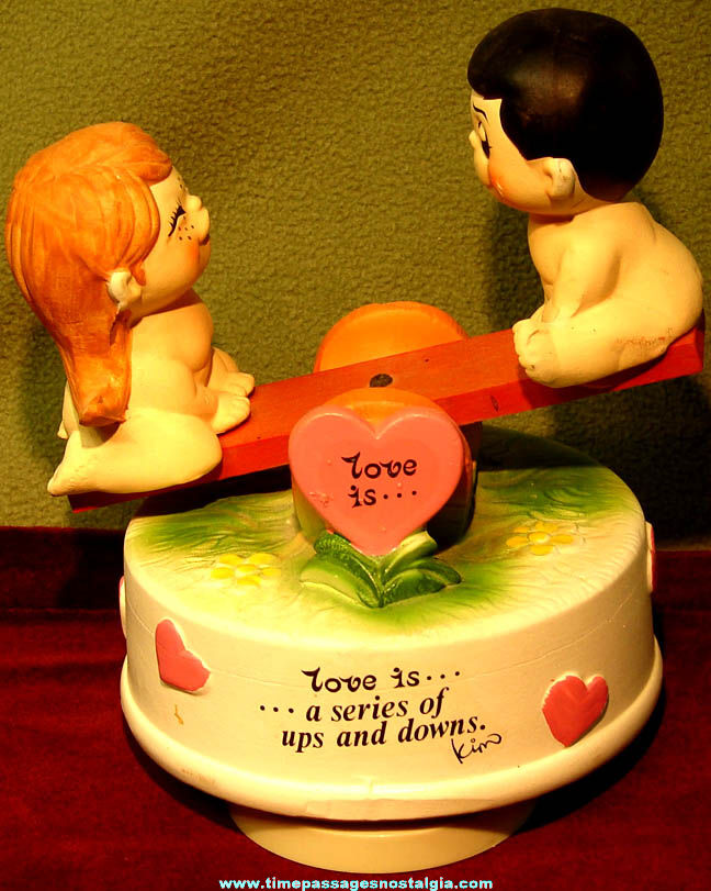 1974 Kim LOVE IS... Revolving Animated Musical Figurine Statue