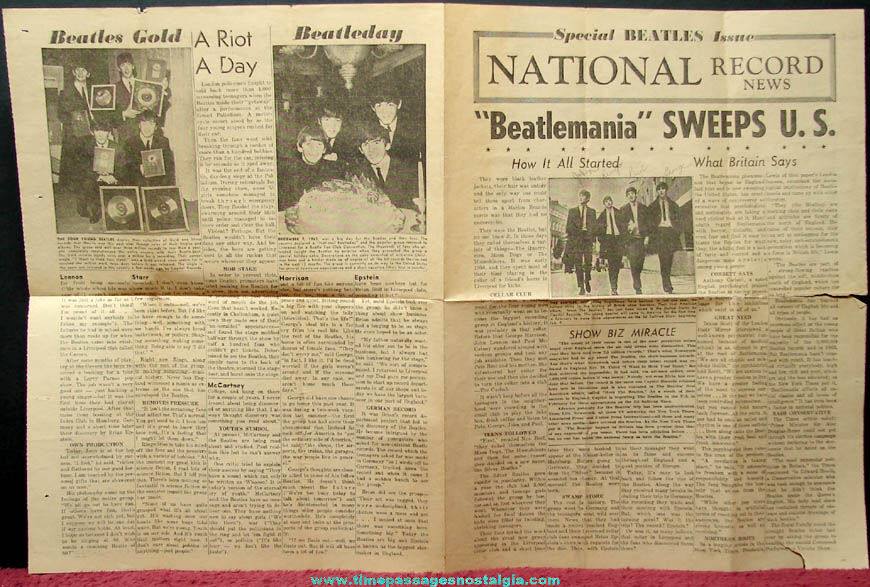 Beatles Pre American Arrival National Record News Newspaper Supplement