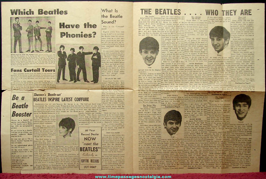 Beatles Pre American Arrival National Record News Newspaper Supplement