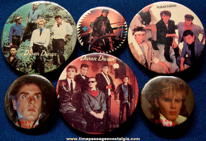 (6) Different Old Duran Duran Music Band Pin Back Buttons