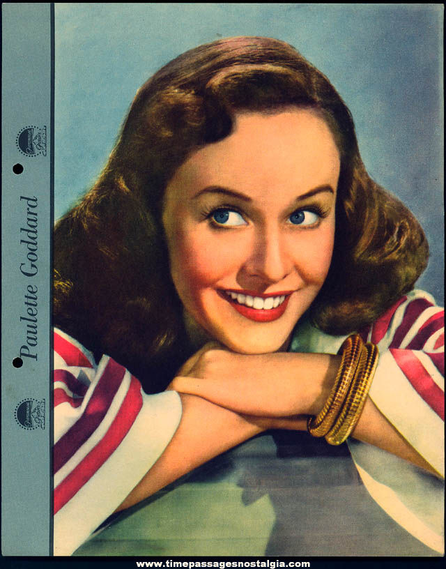 Colorful 1942 Paulette Goddard Dixie Lid Ice Cream Premium Movie Star Picture Card