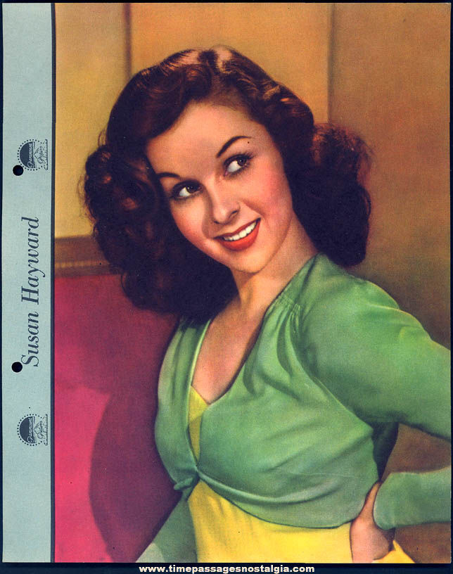 Colorful 1942 Susan Hayward Dixie Lid Ice Cream Premium Movie Star Picture Card