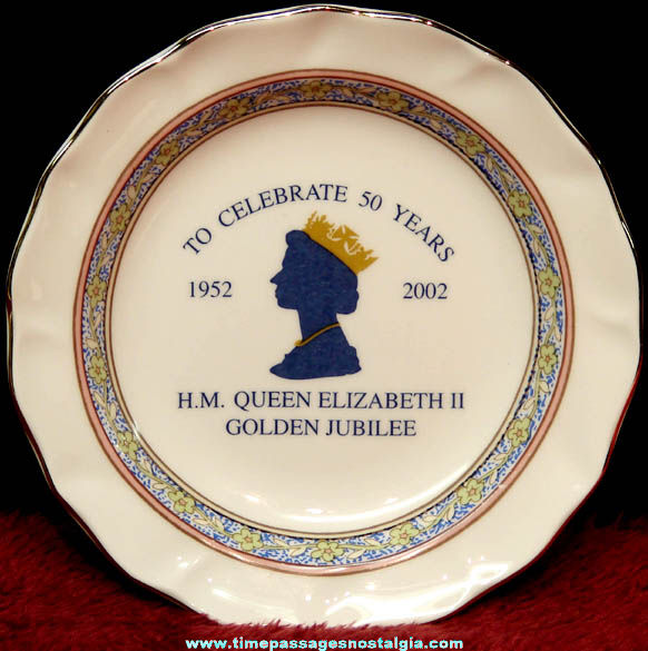 Small 2002 Queen Elizabeth II Golden Jubilee Advertising Souvenir China Plate