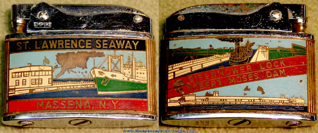 Colorful Old St. Lawrence Seaway Commemorative Souvenir Empire Cigarette Lighter