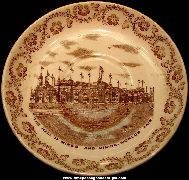 1893 Columbian Exposition Chicago World’s Fair Hall of Mines and Mining Building Advertising Souvenir Saucer Plate
