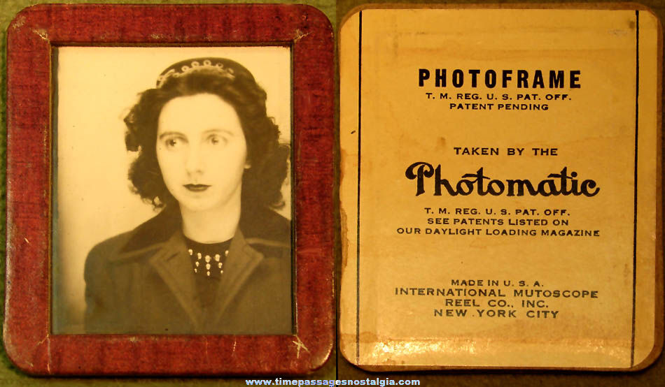 Old Pretty Young Lady Mutoscope Photomatic Booth Souvenir Photograph