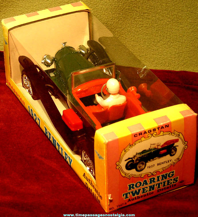Old Boxed Cragstan 1927 Bentley Convertible Toy Car with Driver