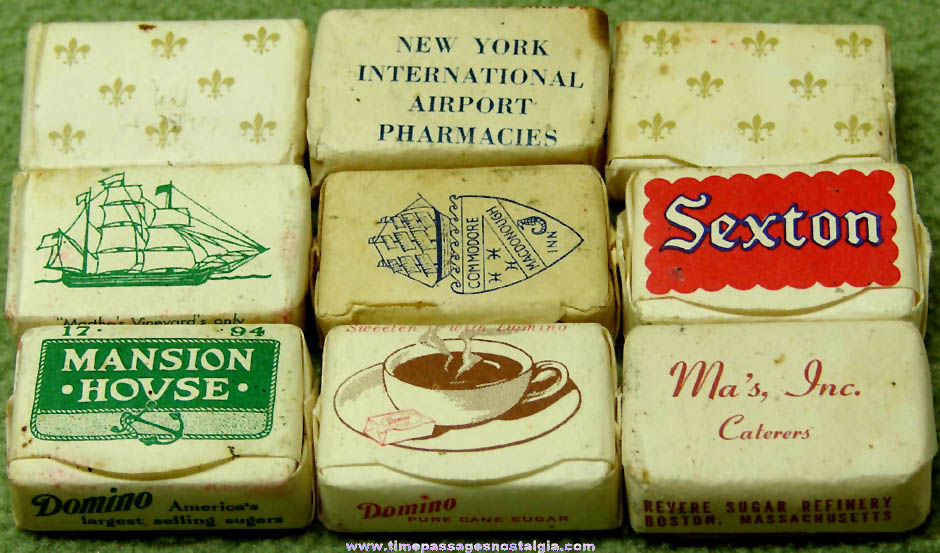 (9) Old Unused Paper Wrapped Advertising Sugar Cubes
