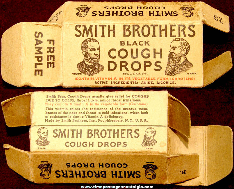 Small Old Smith Brothers Black Cough Drops Advertising Sample Box